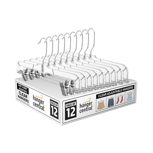 Clear Skirt & Pant Hangers with Adjustable Clips 14"