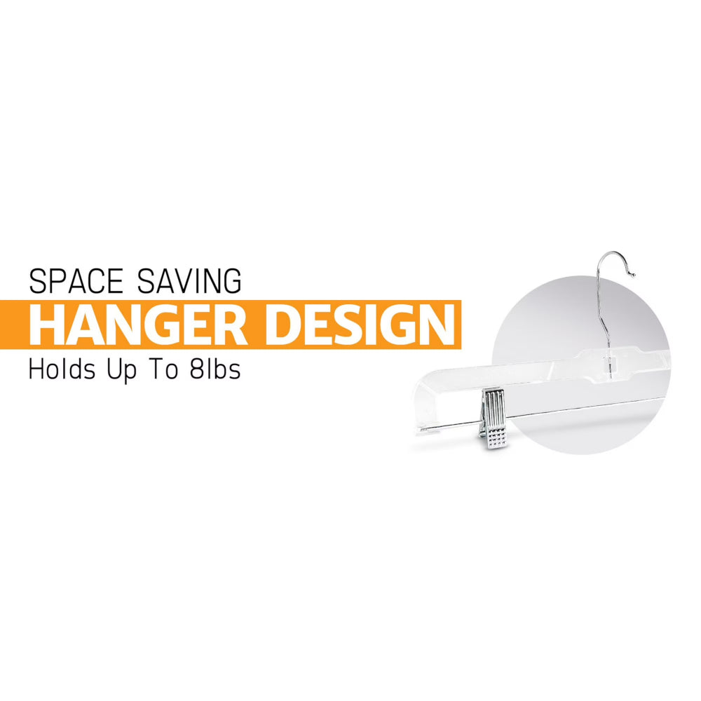 Clear Skirt & Pant Hangers with Adjustable Clips 14"