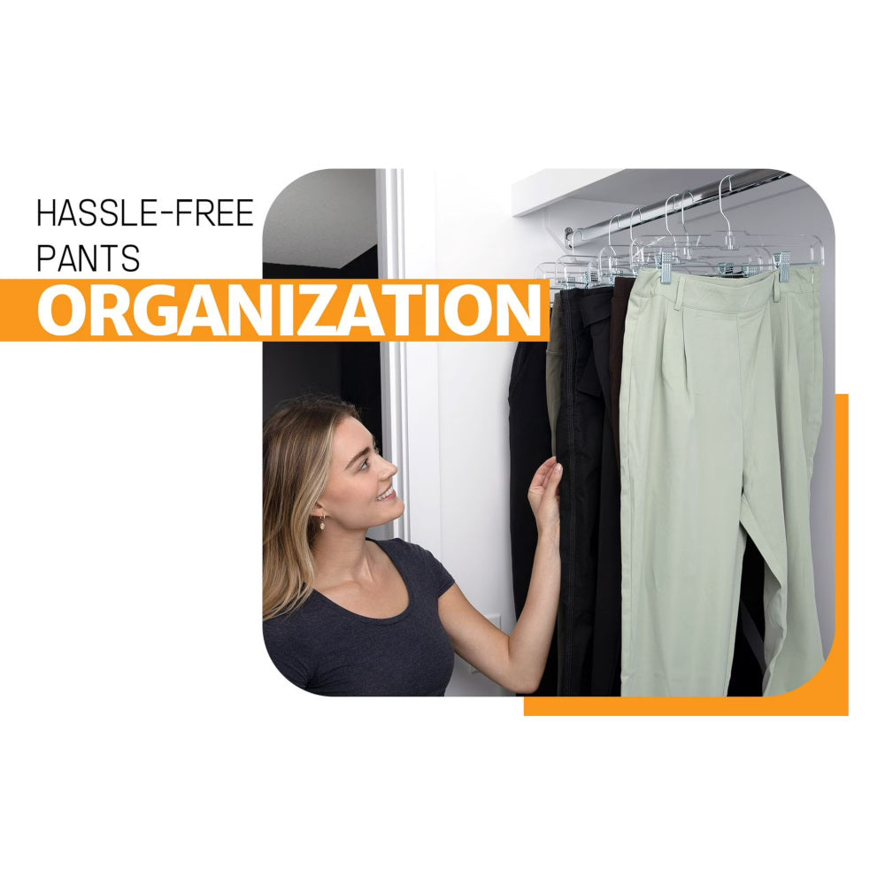 Clear Skirt & Pant Hangers with Adjustable Clips 14"