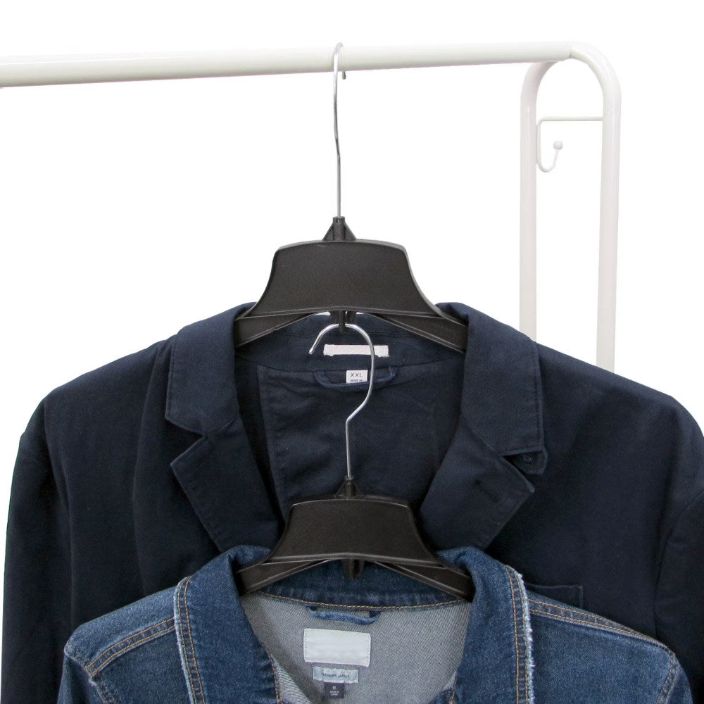 Long Plastic Hangers with Swivel Hooks Black 15" (Pack of 25)