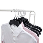 19 inch black plastic clothing hangers with notched shoulders for dresses and shirts