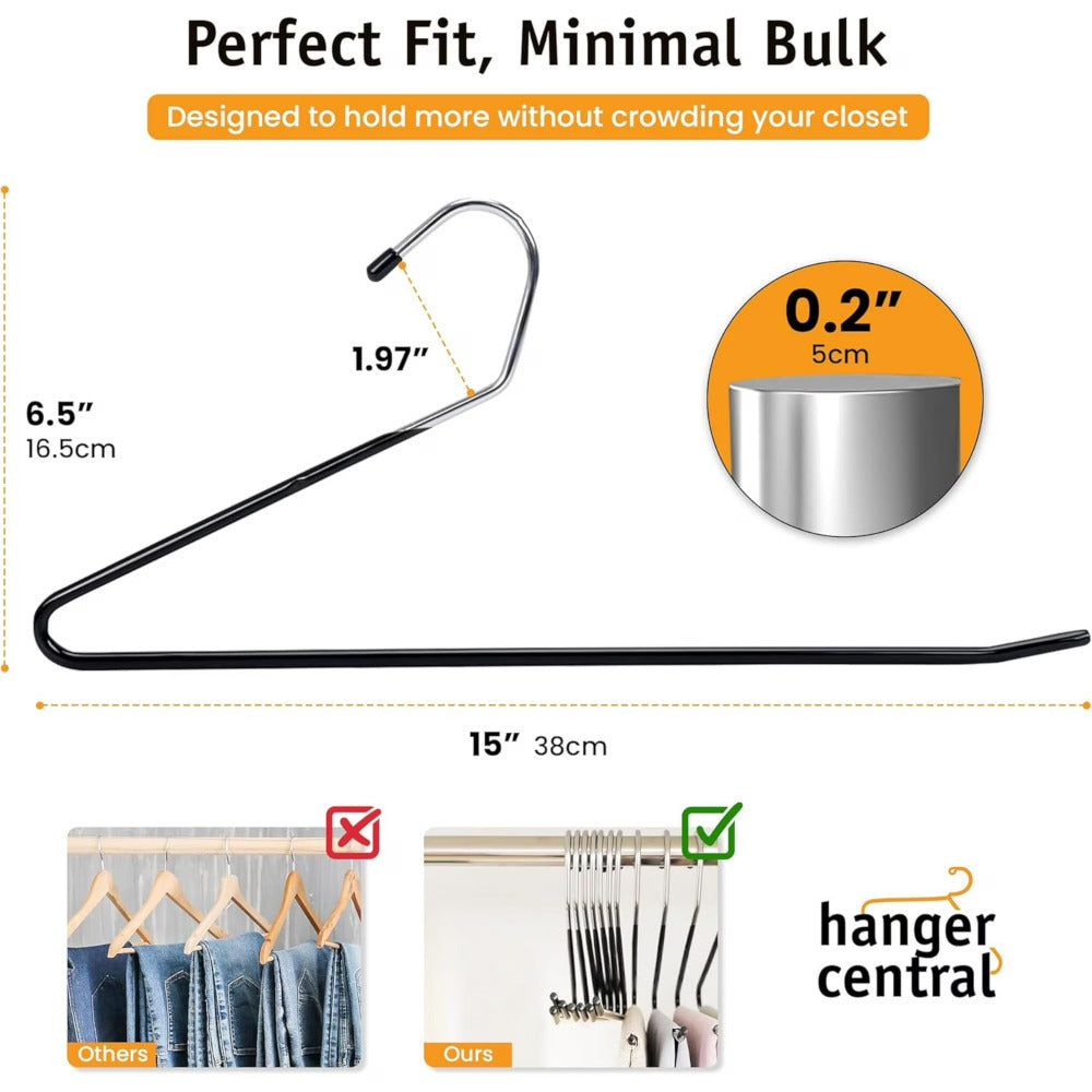 Open-Ended Non-Slip Metal Pants Hangers (20 Pack)