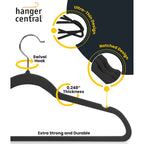 17 Inch Black Velvet Clothes Hangers with Swivel Hook